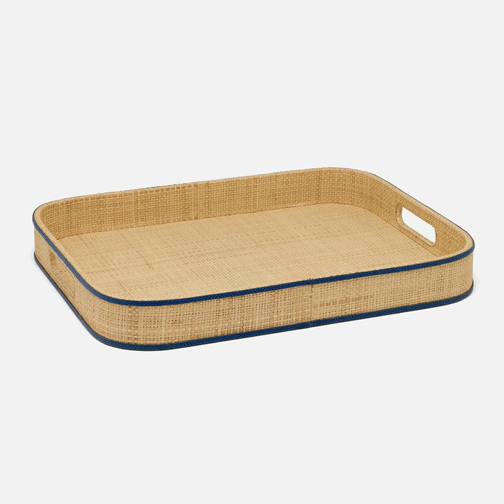 Gable Natural/Navy Tray Rectangular Raffia/Leather