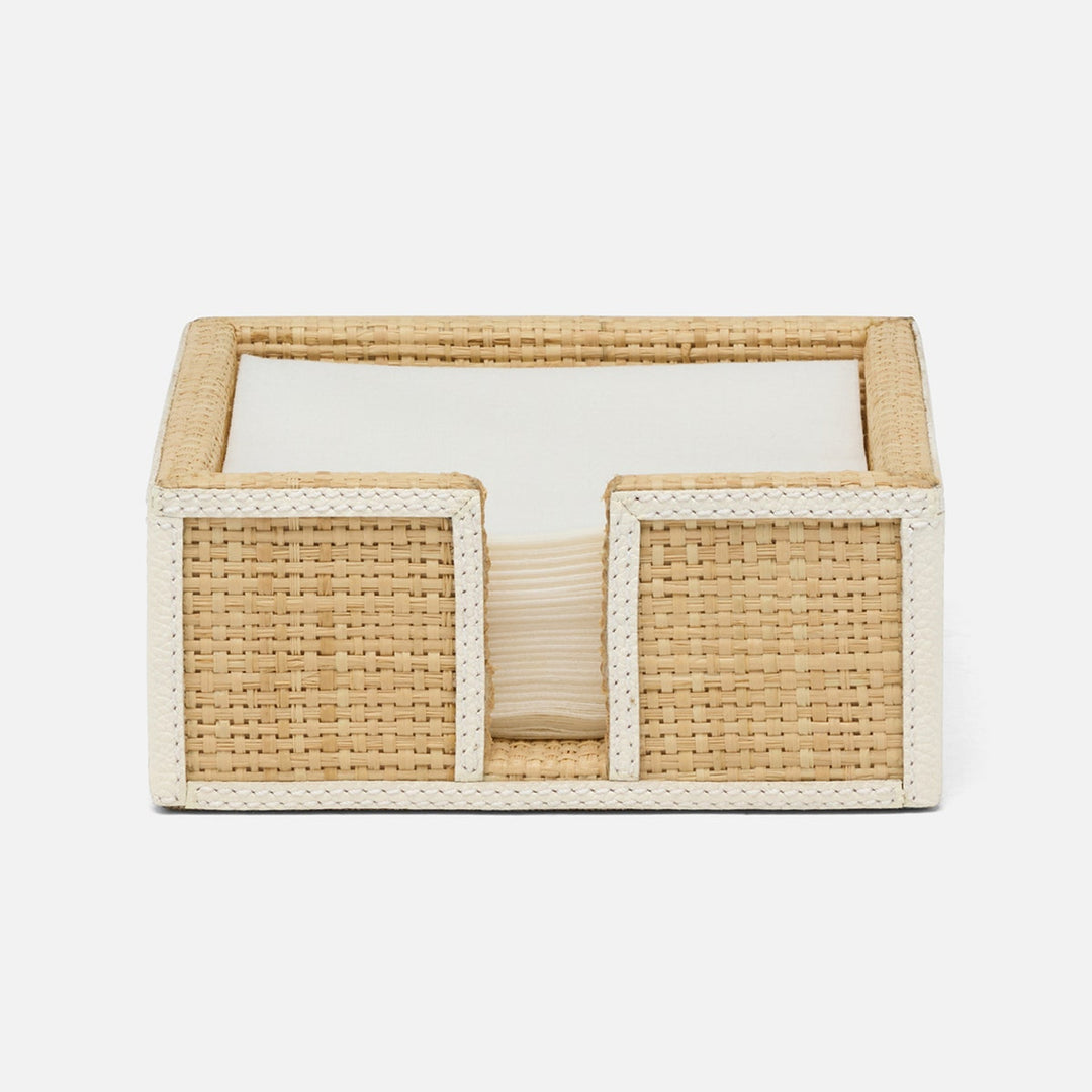 Gable Natural/White Cocktail Napkin Holder Raffia/Leather Pack/2