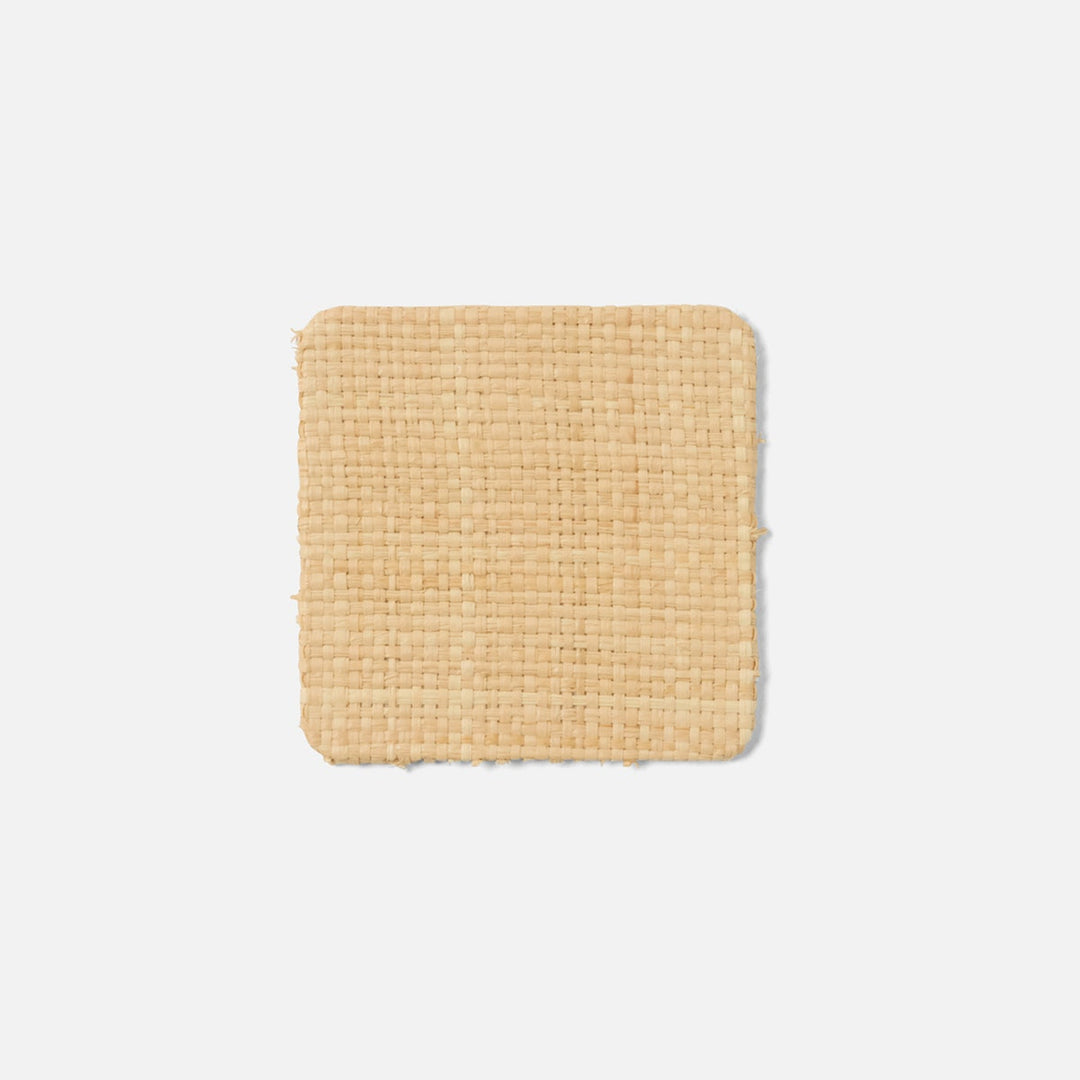 Gable Natural/White Coaster Set Of 6 Raffia/Leather