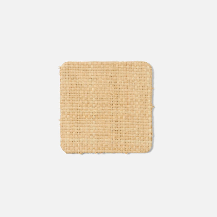 Gable Natural/White Coaster Set Of 6 Raffia/Leather
