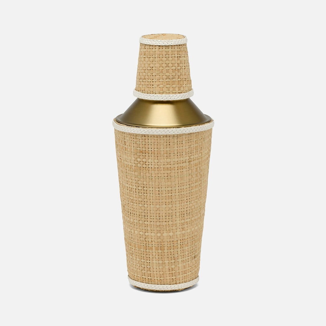 Gable Natural/White Gold Cocktail Shaker Raffia/Leather