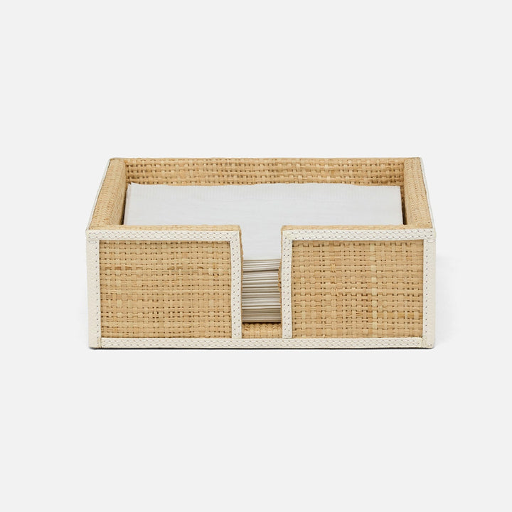Gable Natural/White Luncheon Napkin Holder Raffia/Leather Pack/2