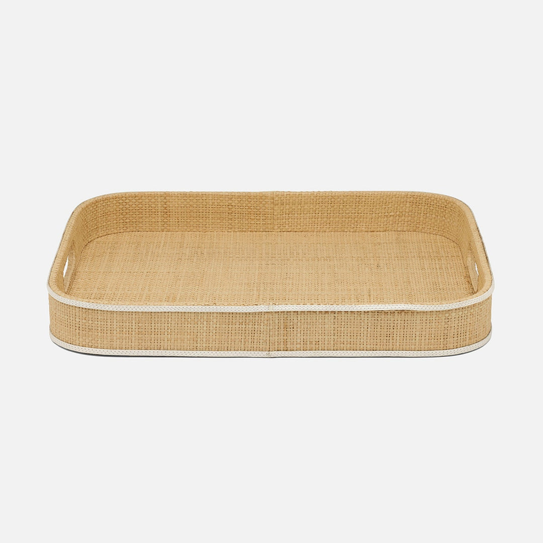 Gable Natural/White Tray Rectangular Raffia/Leather