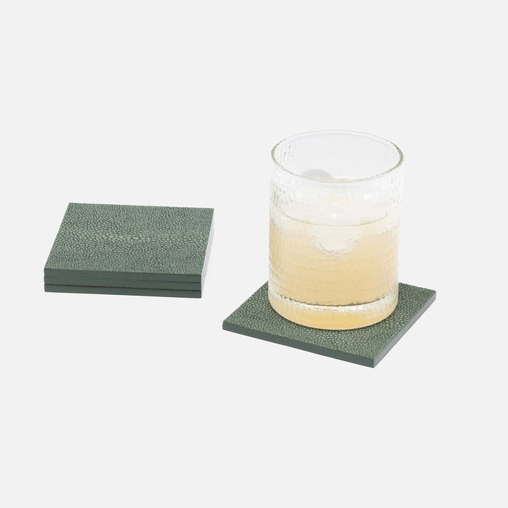 Henry Juniper Square Coasters Realistic Faux Shagreen Boxed Set Of 4