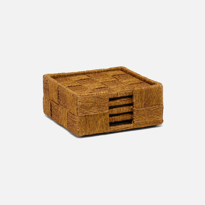 Jasby Mustard Woven Coaster Set Of 4 Abaca