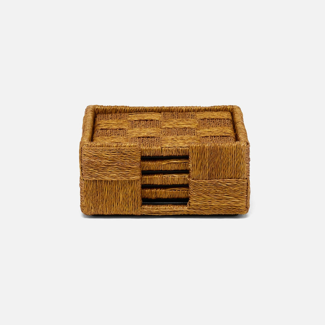 Jasby Mustard Woven Coaster Set Of 4 Abaca