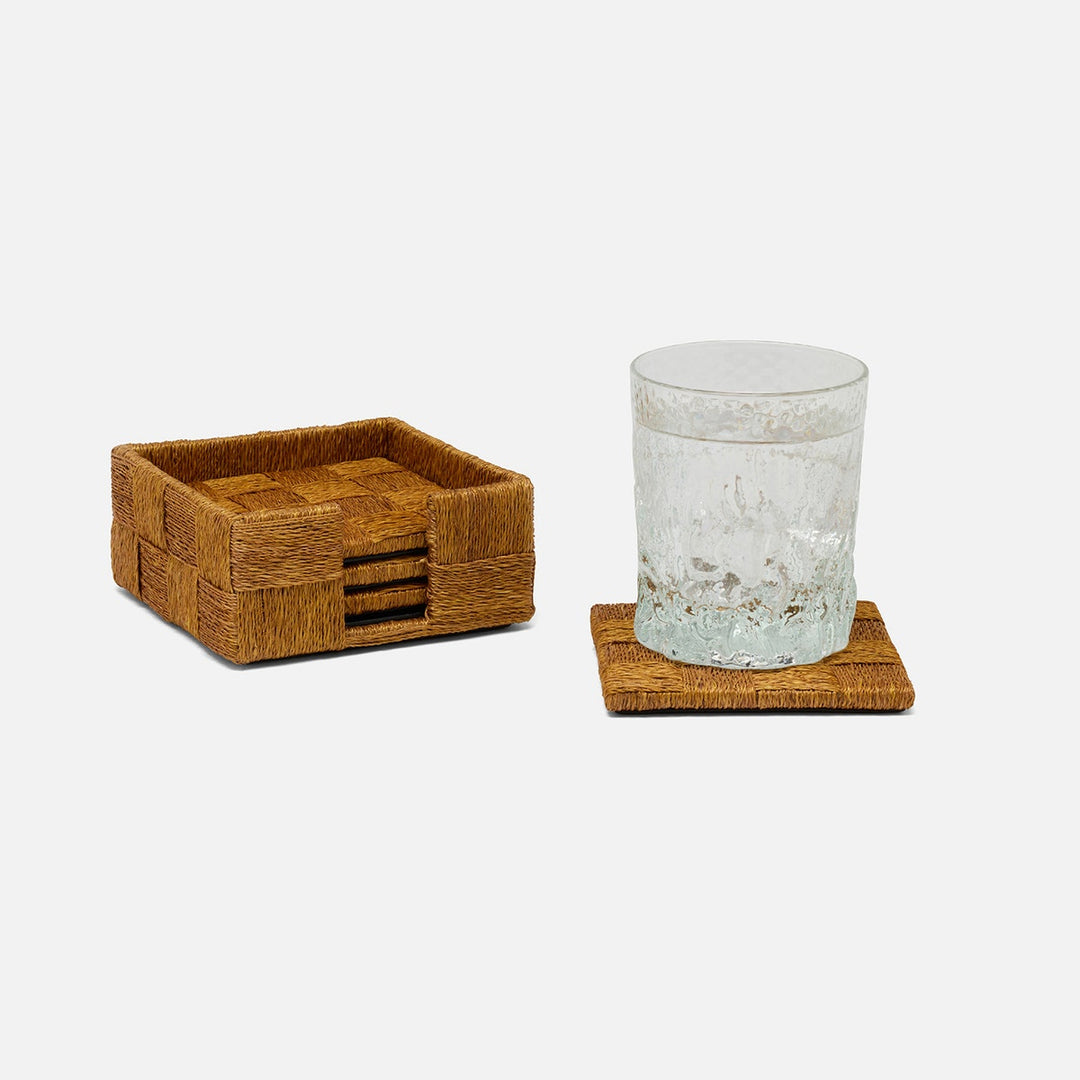 Jasby Mustard Woven Coaster Set Of 4 Abaca