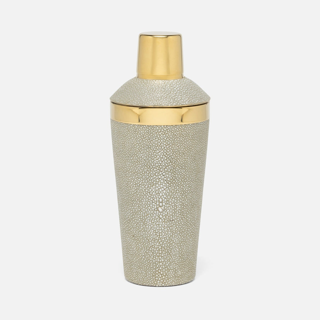 Langston Sand/Gold Cocktail Shaker Realistic Faux Shagreen/Brass