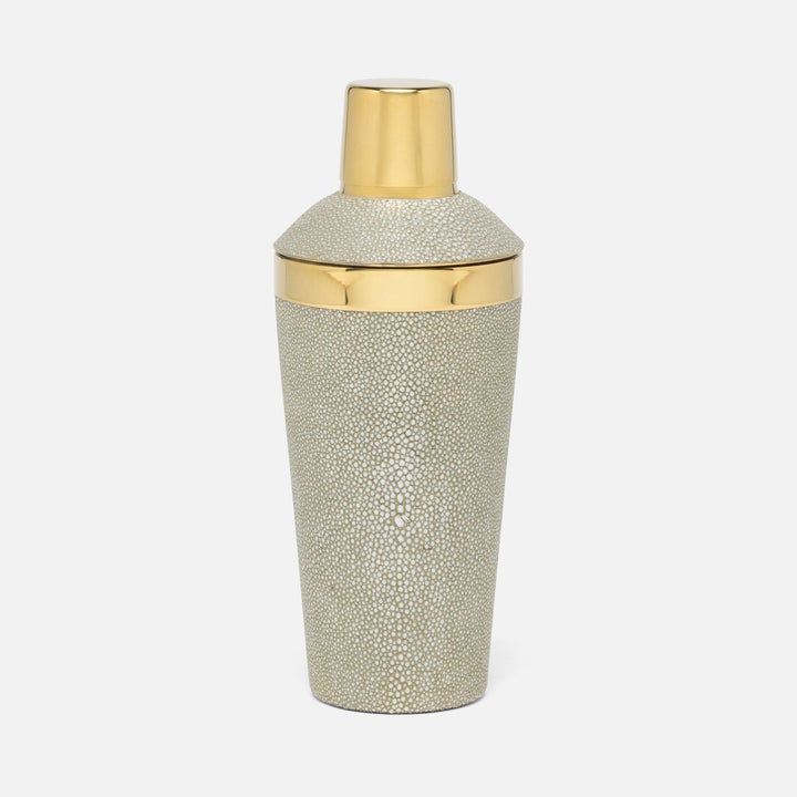 Langston Sand/Gold Cocktail Shaker Realistic Faux Shagreen/Brass