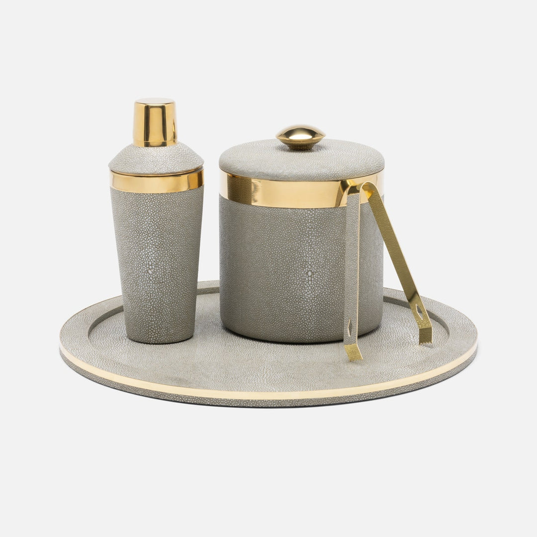 Langston Sand/Gold Cocktail Shaker Realistic Faux Shagreen/Brass