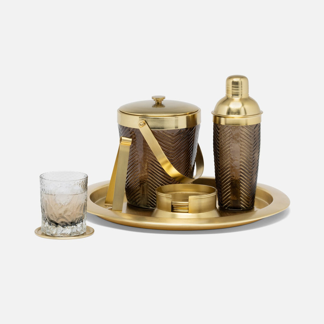 Mancini Gold Round Coaster Set Of 6 Matte Brass