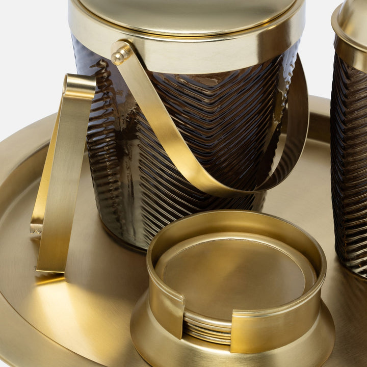 Mancini Gold Round Tray Matte Brass