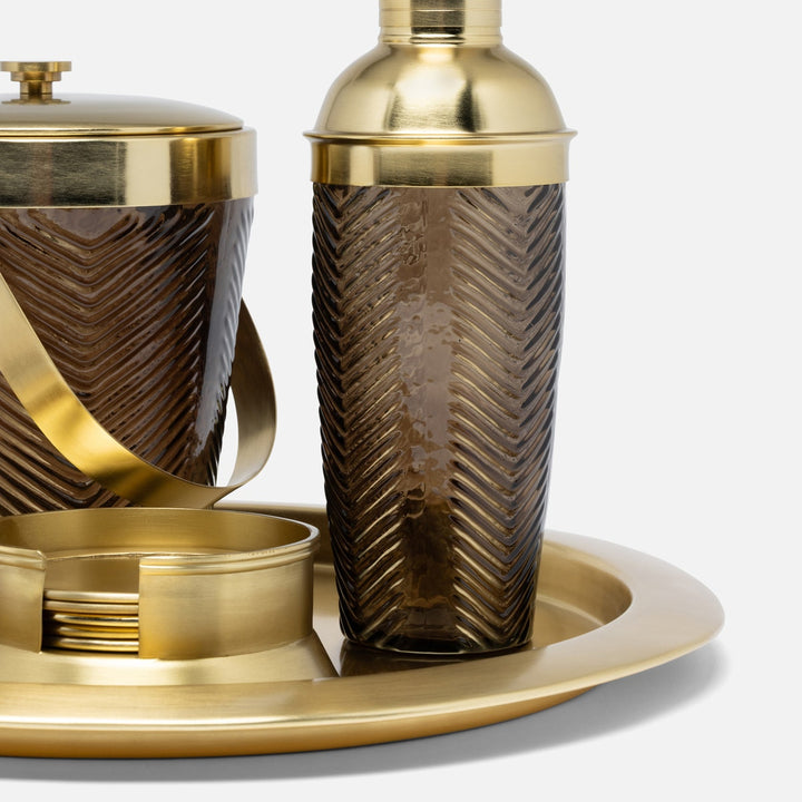 Mancini Gold Round Tray Matte Brass