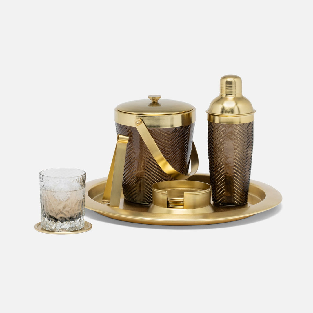 Mancini Gold Round Tray Matte Brass
