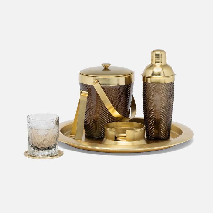 Mancini Smoke/Gold Cocktail Shaker Textured Glass/Matte Brass