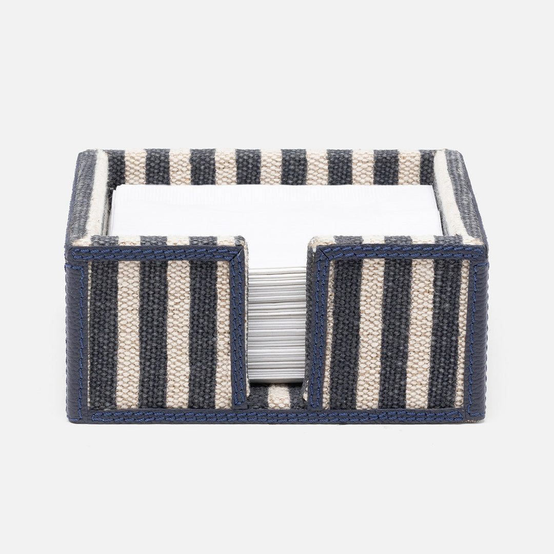 Martello Navy/Natural Striped Cocktail Napkin Holder Cotton Jute/Leather Pack/2