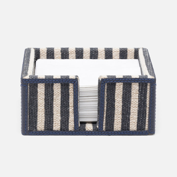 Martello Navy/Natural Striped Cocktail Napkin Holder Cotton Jute/Leather Pack/2