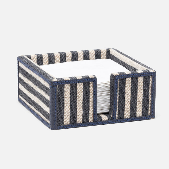 Martello Navy/Natural Striped Cocktail Napkin Holder Cotton Jute/Leather Pack/2