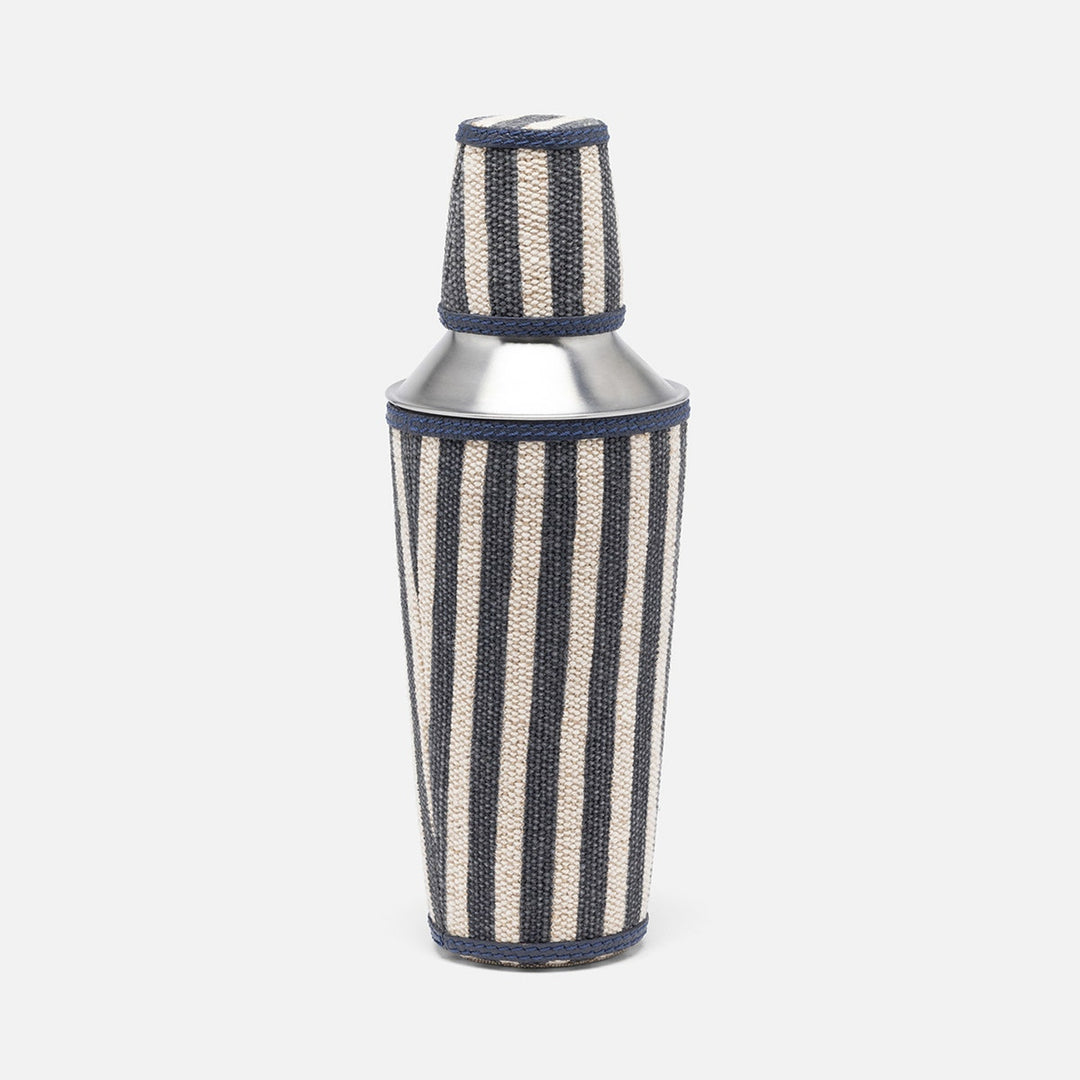 Martello Navy/Natural Striped Silver Cocktail Shaker Cotton Jute/Leather