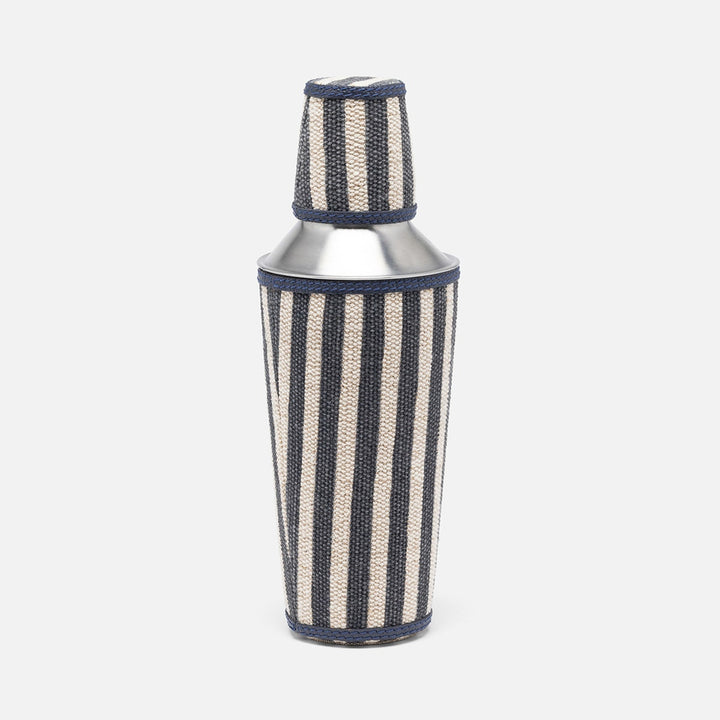 Martello Navy/Natural Striped Silver Cocktail Shaker Cotton Jute/Leather