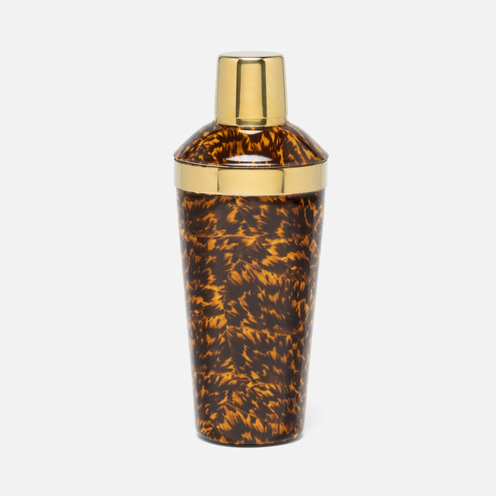 Maximilian High Gloss/Gold Cocktail Shaker Faux Tortoise/Brass