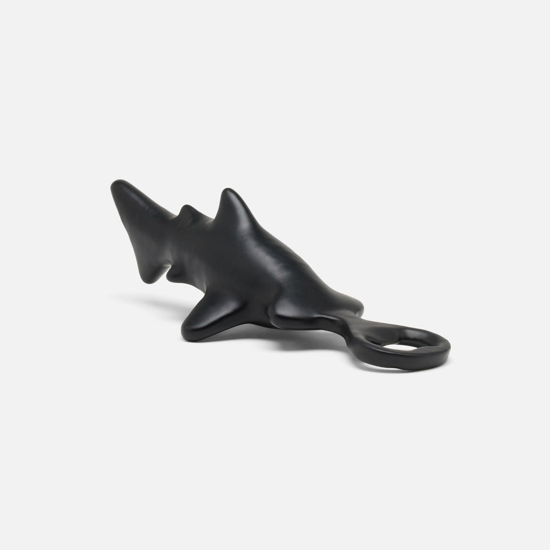 Tiago Matte Black Hammerhead Shark Bottle Opener Cast Iron Pack/3