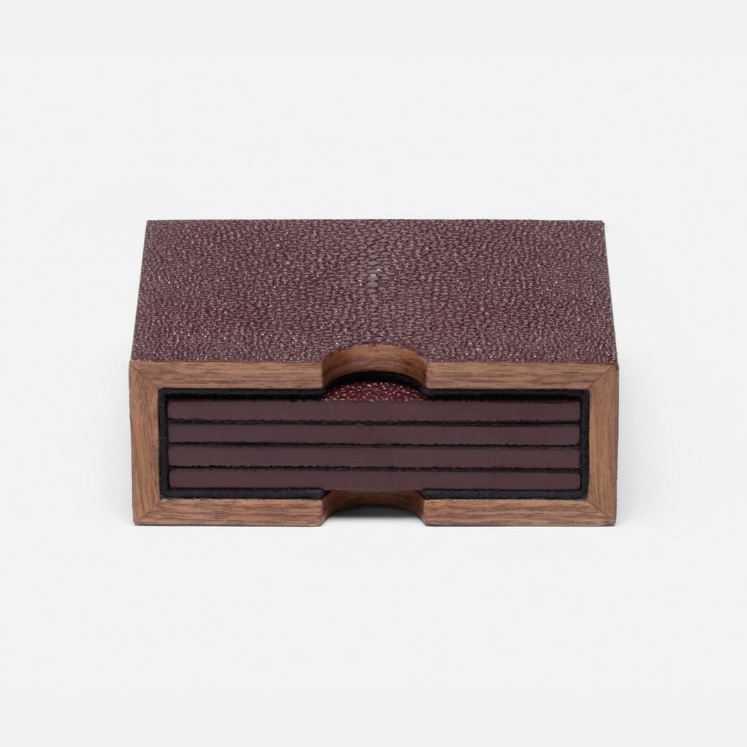 Varese Oxblood Coasters Set Of 4 Realistic Faux Shagreen Pack/2