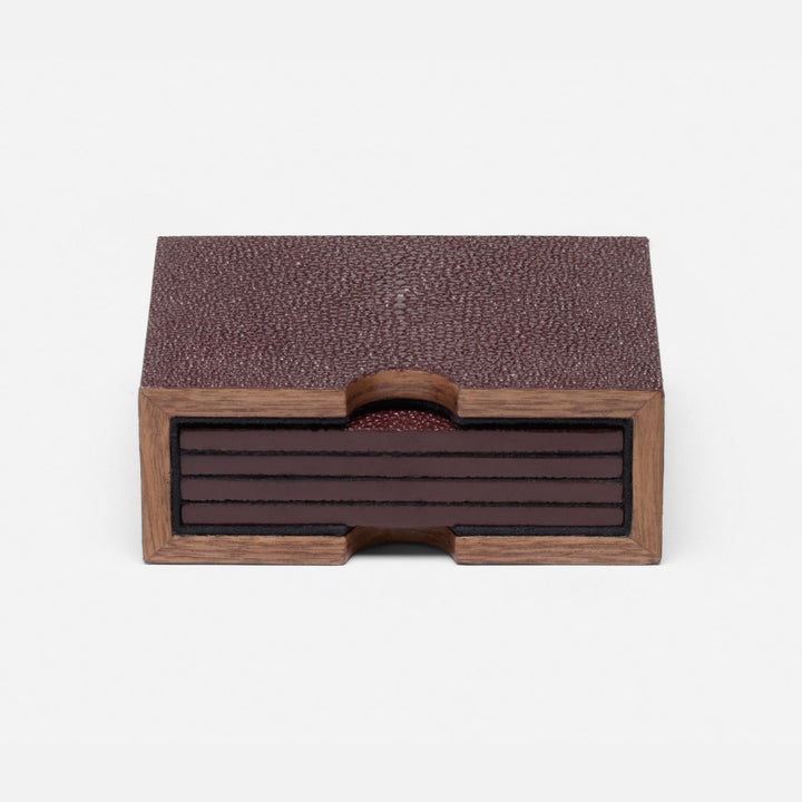 Varese Oxblood Coasters Set Of 4 Realistic Faux Shagreen Pack/2