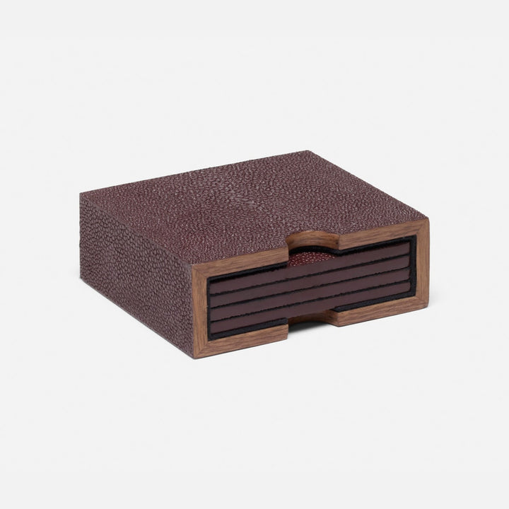 Varese Oxblood Coasters Set Of 4 Realistic Faux Shagreen Pack/2
