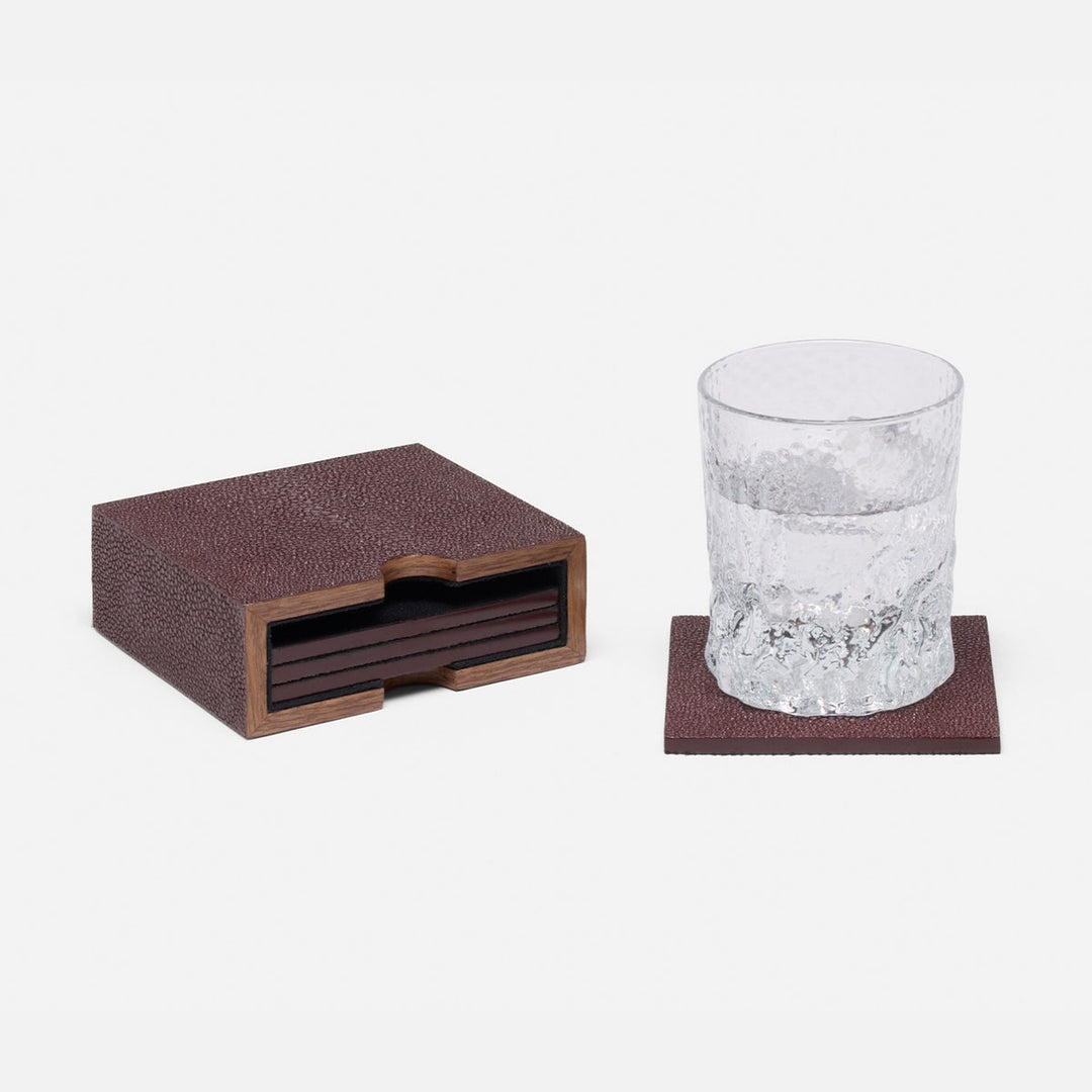 Varese Oxblood Coasters Set Of 4 Realistic Faux Shagreen Pack/2