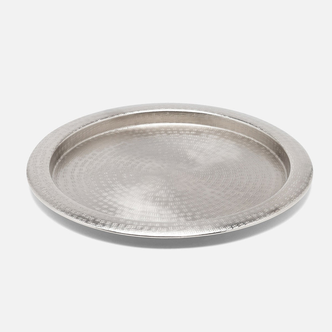 Winsford Matte Pewter Tray Round Hammered Brass