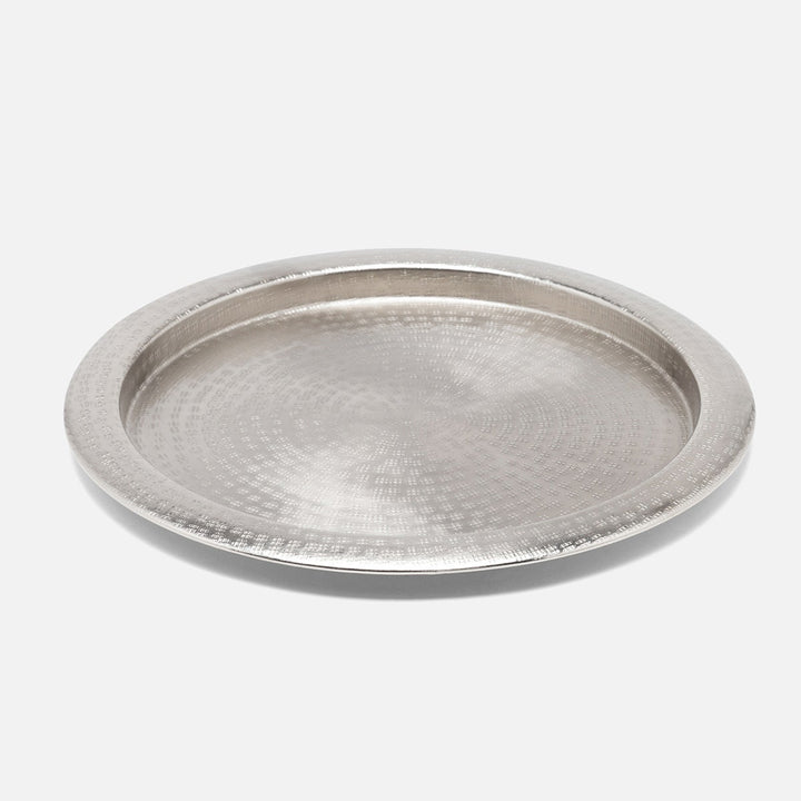 Winsford Matte Pewter Tray Round Hammered Brass