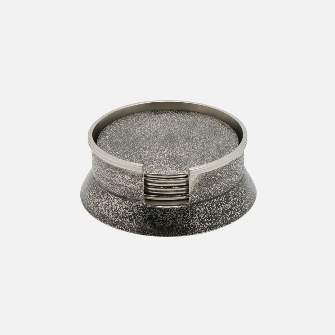 Zaxton Pewter Coasters Set Of 6 Acid Etching