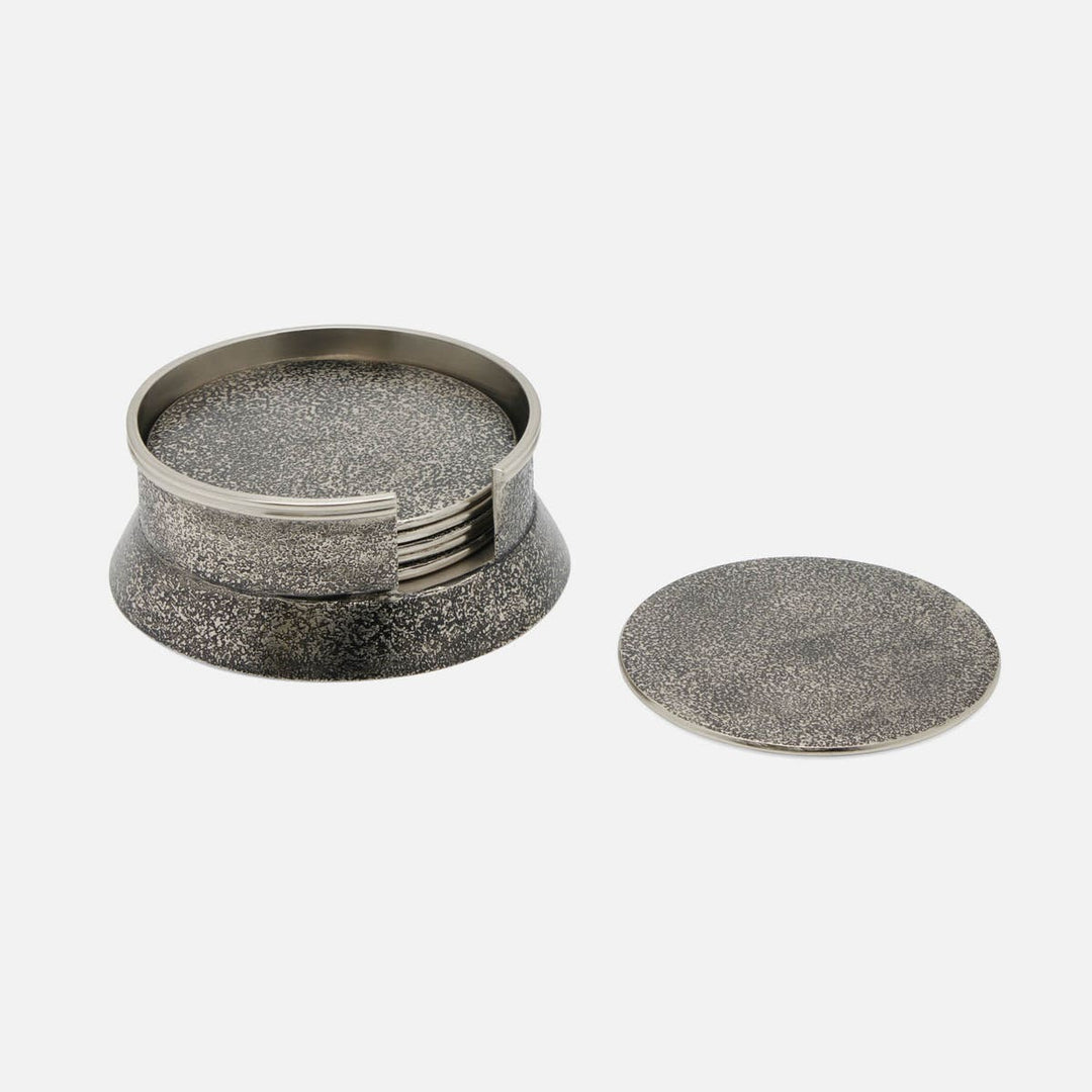 Zaxton Pewter Coasters Set Of 6 Acid Etching
