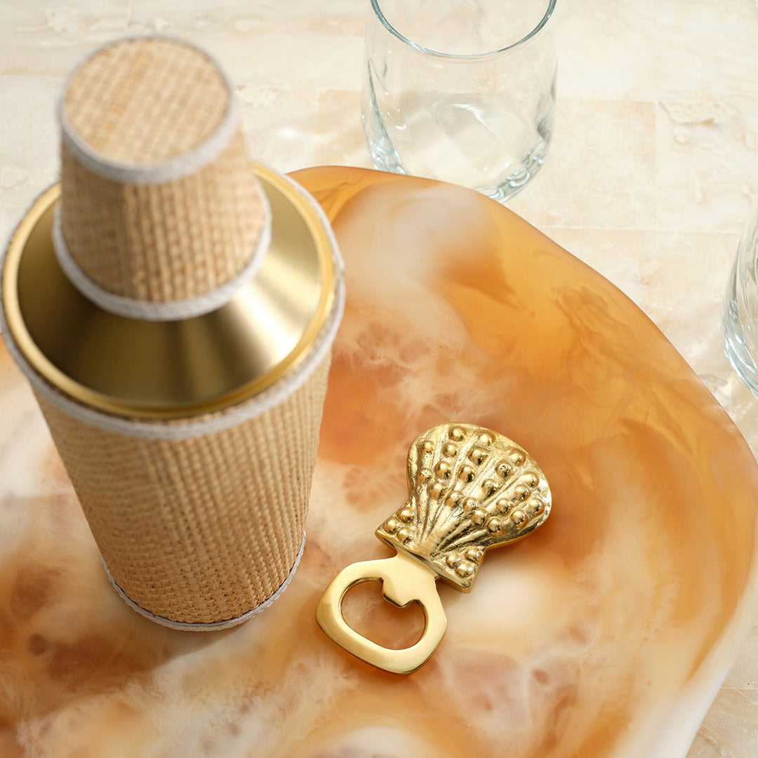 Zoila Polished Gold Clam Shell Bottle Opener Brass Pack/3