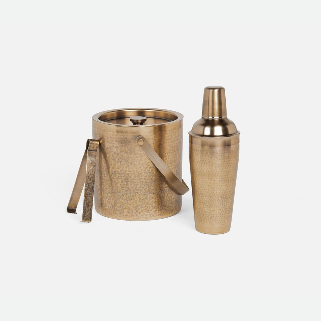 Amherst Antique Brass Cocktail Shaker Rd Hammered Stainless Steel