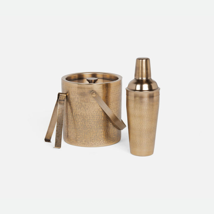 Amherst Antique Brass Cocktail Shaker Rd Hammered Stainless Steel