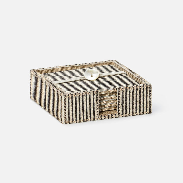 Bandar Brown Candy Striped Coasters Set Of 6 Hair-On-Hide