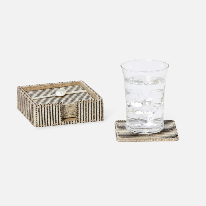 Bandar Brown Candy Striped Coasters Set Of 6 Hair-On-Hide