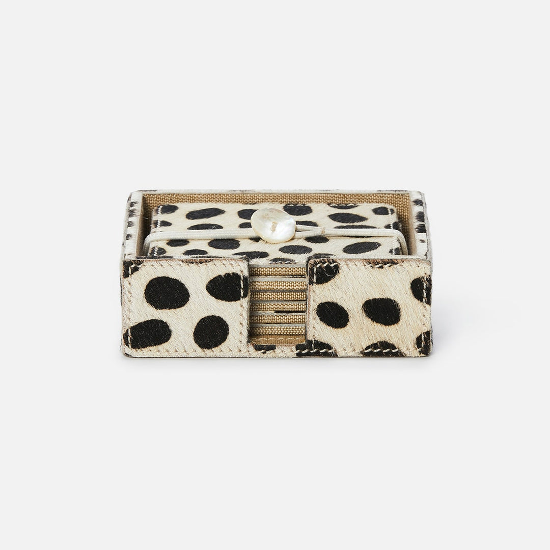 Bandar Dalmatian Print Coasters Set Of 6 Hair-On-Hide