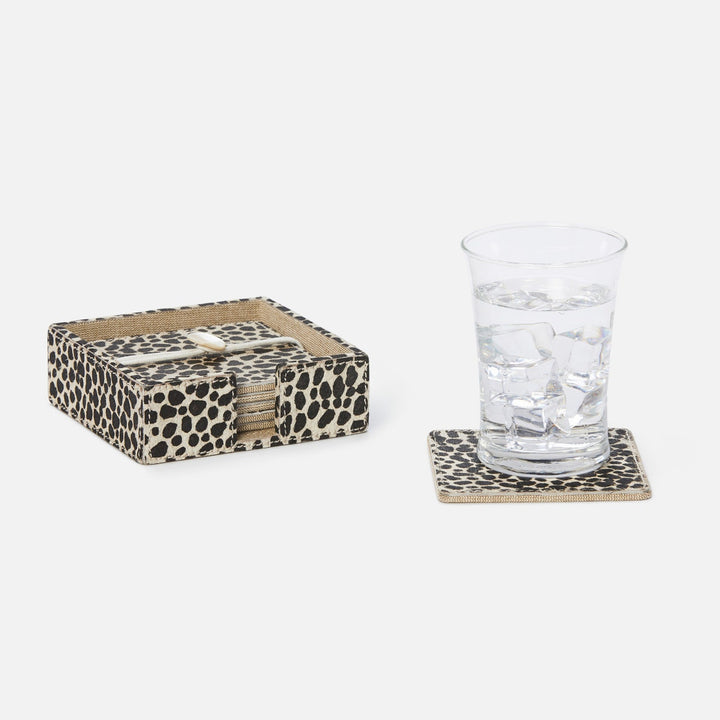 Bandar Cheetah Print Coasters Set Of 6 Hair-On-Hide