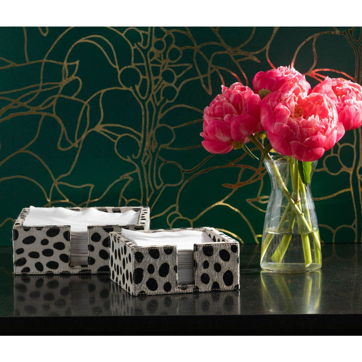 Bandar Dalmatian Print Luncheon Napkin Holder Hair-On-Hide Pack/2