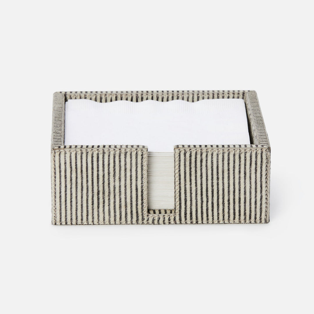 Bandar Brown Candy Striped Luncheon Napkin Holder Hair-On-Hide Pack/2