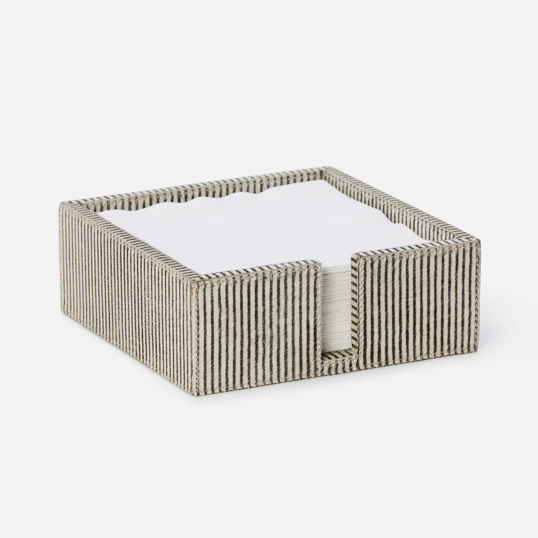Bandar Brown Candy Striped Luncheon Napkin Holder Hair-On-Hide Pack/2