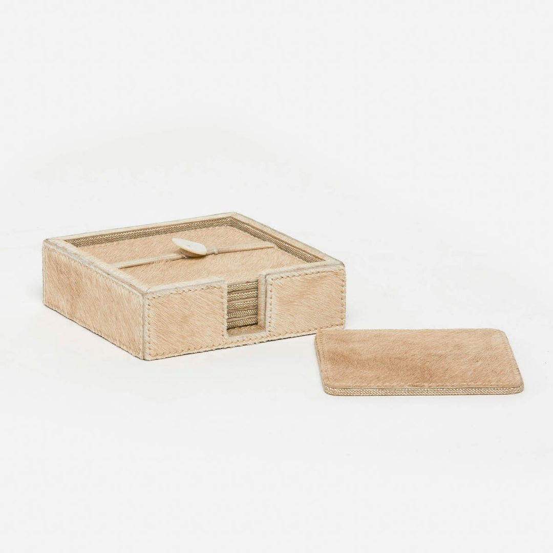 Browmley Beige Coasters Set Of 6 Hair-On-Hide