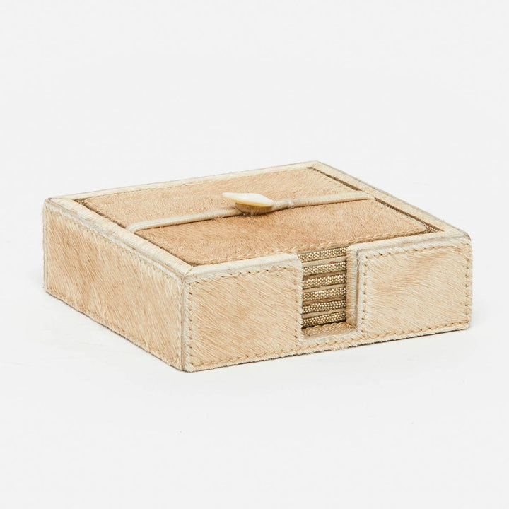 Browmley Beige Coasters Set Of 6 Hair-On-Hide