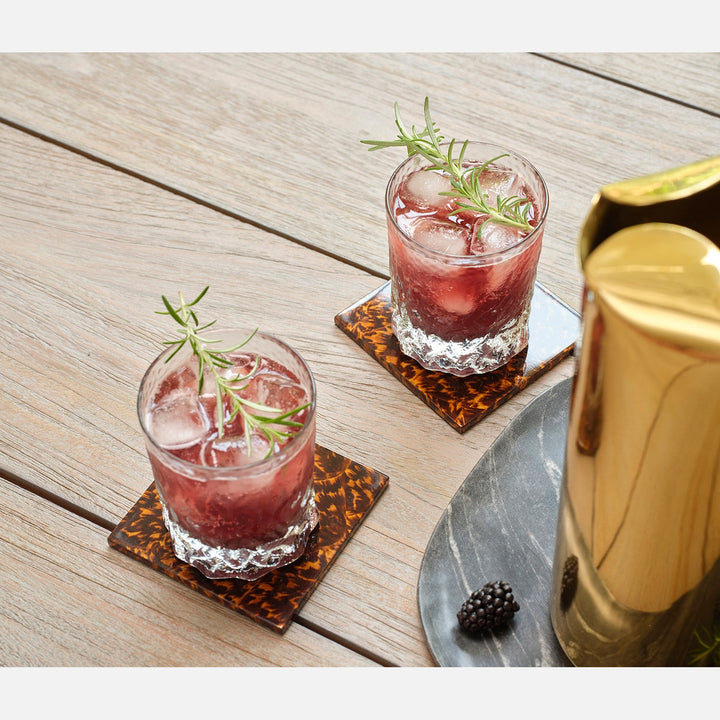 Hartley High-Gloss Set Of 4 Coasters With Box Faux Tortoise