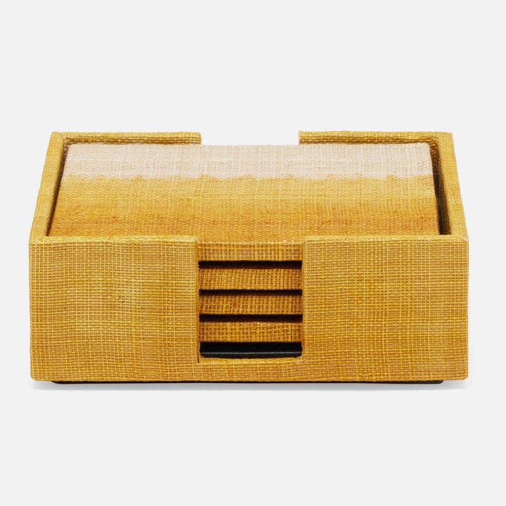 Hudson Mustard Set Of 4 Coasters Abaca