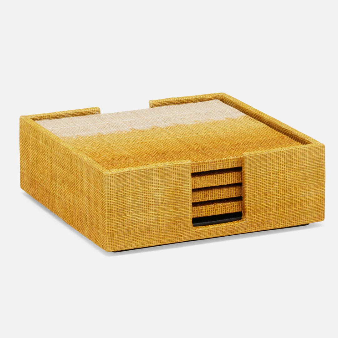 Hudson Mustard Set Of 4 Coasters Abaca
