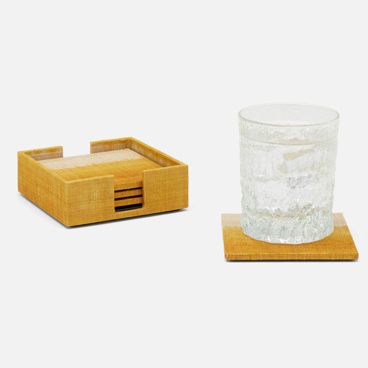 Hudson Mustard Set Of 4 Coasters Abaca